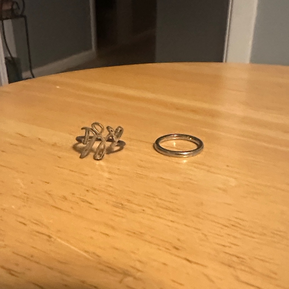 DS Initials Silver Ring Set